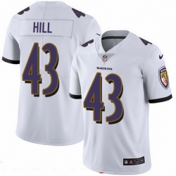 Baltimore Ravens 43 Justice Hill White Stitched NFL Vapor Untouchable Limited Jersey