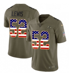 Baltimore Ravens 52 Ray Lewis Limited OliveUSA Flag Salute To Service NFL Jersey