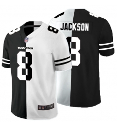 Baltimore Ravens 8 Lamar Jackson Black And White Split Vapor Untouchable Limited Jersey