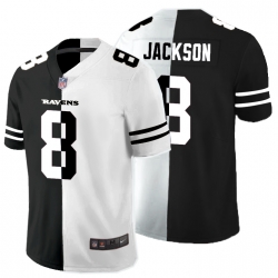 Baltimore Ravens 8 Lamar Jackson Black And White Split Vapor Untouchable Limited Jersey