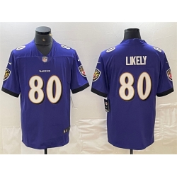 Baltimore Ravens 80 Isaiah Likely Purple Vapor Limited Football Jersey