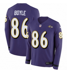 Baltimore Ravens 86 Nick Boyle Purple Team Color Stitched NFL Limited Therma Long Sleeve Jersey