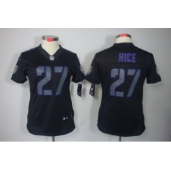 Women's Baltimore Ravens 27 Ray Rice Black Jerseys Impact Limited