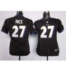 Women's Baltimore Ravens 27 Ray Rice Black NFL Jerseys