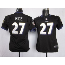 Women's Baltimore Ravens 27 Ray Rice Black NFL Jerseys