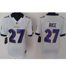 Women's Baltimore Ravens 27 Ray Rice White NFL Jerseys