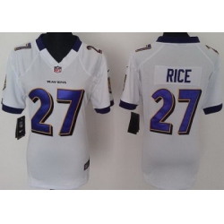 Women's Baltimore Ravens 27 Ray Rice White NFL Jerseys