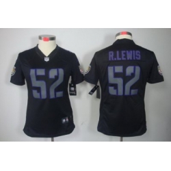 Women's Baltimore Ravens 52 R.Lewis Black Jerseys Impact Limited