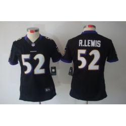 Women's Baltimore Ravens 52 R.Lewis Black Limited Jerseys