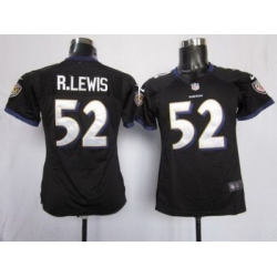 Women's Baltimore Ravens 52 R.Lewis Black NFL Jerseys