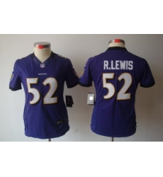 Women's Baltimore Ravens 52 R.Lewis Purple Limited Jerseys