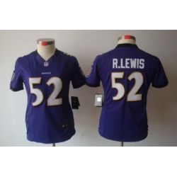 Women's Baltimore Ravens 52 R.Lewis Purple Limited Jerseys