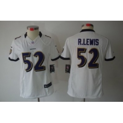 Women's Baltimore Ravens 52 R.Lewis White Limited Jerseys