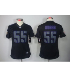 Women's Baltimore Ravens 55 Terrell Suggs Black Jerseys Impact Limited