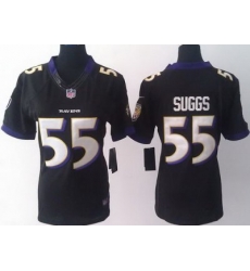 Women's Baltimore Ravens 55 Terrell Suggs Black LIMITED Jerseys