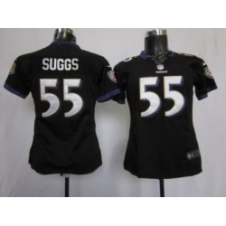 Women's Baltimore Ravens 55 Terrell Suggs Black NFL Jerseys