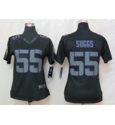 Women's Baltimore Ravens 55 Terrell Suggs Limited Black Impact NFL Jersey