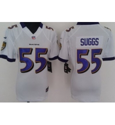 Women's Baltimore Ravens 55 Terrell Suggs White NFL Jerseys