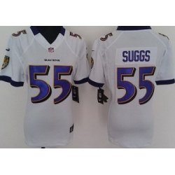 Women's Baltimore Ravens 55 Terrell Suggs White NFL Jerseys