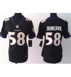 Women's Baltimore Ravens 58 Elvis Dumervil Black LIMITED Jerseys