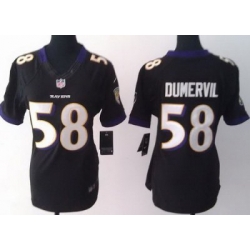 Women's Baltimore Ravens 58 Elvis Dumervil Black LIMITED Jerseys