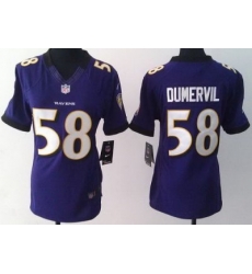 Women's Baltimore Ravens 58 Elvis Dumervil Purple LIMITED Jerseys