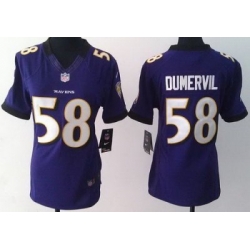 Women's Baltimore Ravens 58 Elvis Dumervil Purple LIMITED Jerseys
