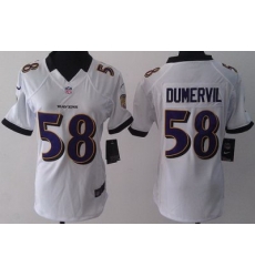 Women's Baltimore Ravens 58 Elvis Dumervil White LIMITED Jerseys