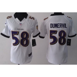Women's Baltimore Ravens 58 Elvis Dumervil White LIMITED Jerseys