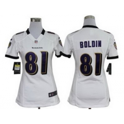 Women's Baltimore Ravens 81 Anquan Boldin White NFL Jerseys