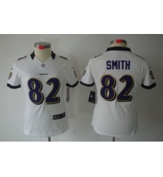 Women's Baltimore Ravens 82 Smith White Color Limited Jerseys