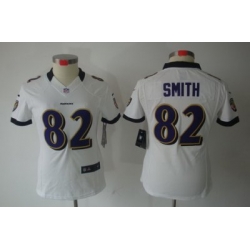 Women's Baltimore Ravens 82 Smith White Color Limited Jerseys