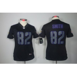 Women's Baltimore Ravens 82 Torrey Smith Black Jerseys Impact Limited