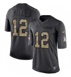 Buffalo Bills 12 Jim Kelly Limited Black 2016 Salute To Service NFL Jersey