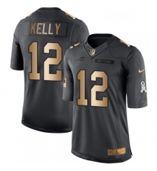 Buffalo Bills 12 Jim Kelly Limited BlackGold Salute To Service NFL Jersey