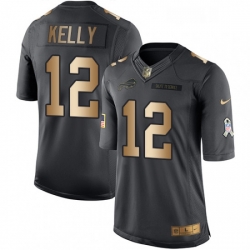 Buffalo Bills 12 Jim Kelly Limited BlackGold Salute To Service NFL Jersey