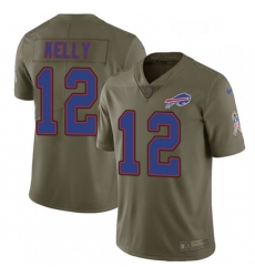 Buffalo Bills 12 Jim Kelly Limited Olive 2017 Salute To Service NFL Jersey