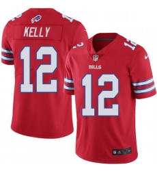 Buffalo Bills 12 Jim Kelly Limited Red Rush Vapor Untouchable NFL Jersey