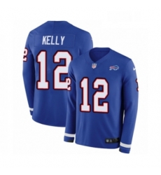 Buffalo Bills 12 Jim Kelly Limited Royal Blue Therma Long Sleeve NFL Jersey