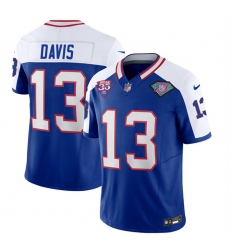 Buffalo Bills 13 Gabe Davis Blue White 35th And 75th Patch 2023 F U S E Throwback Vapor Untouchable Limited Stitched Jersey