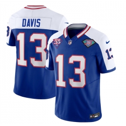 Buffalo Bills 13 Gabe Davis Blue White 35th And 75th Patch 2023 F U S E Throwback Vapor Untouchable Limited Stitched Jersey