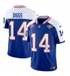 Buffalo Bills 14 Stefon Diggs Blue White 35th And 75th Patch 2023 F U S E Throwback Vapor Untouchable Limited Stitched Jersey