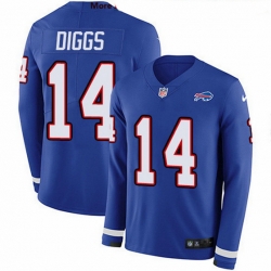 Buffalo Bills 14 Stefon Diggs Royal Blue Team Color Stitched NFL Limited Therma Long Sleeve Jersey