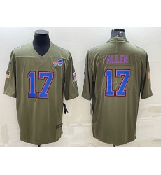 Buffalo Bills 17 Josh Allen Olive Salute To Service Limited Stitched Jersey