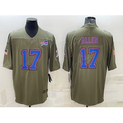 Buffalo Bills 17 Josh Allen Olive Salute To Service Limited Stitched Jersey