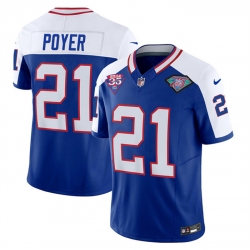 Buffalo Bills 21 Jordan Poyer Blue White 2023 F U S E 35th And 75th Patch Throwback Vapor Untouchable Limited Stitched Jersey