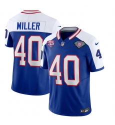 Buffalo Bills 40 Von Miller Blue White 35th And 75th Patch 2023 F U S E Throwback Vapor Untouchable Limited Stitched Jersey
