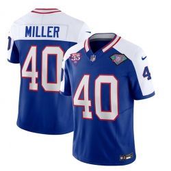 Buffalo Bills 40 Von Miller Blue White 35th And 75th Patch 2023 F U S E Throwback Vapor Untouchable Limited Stitched Jersey
