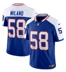 Buffalo Bills 58 Matt Milano Blue White 2023 F U S E Throwback Vapor Untouchable Limited Stitched Jersey Buffalo Bills 58 Matt Milano Blue White 2023 F U S E Throwback Vapor Untouchable Limited Stitched Jersey