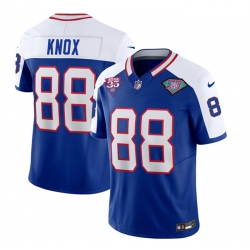 Buffalo Bills 88 Dawson Knox Blue White 35th And 75th Patch 2023 F U S E Throwback Vapor Untouchable Limited Stitched Jersey